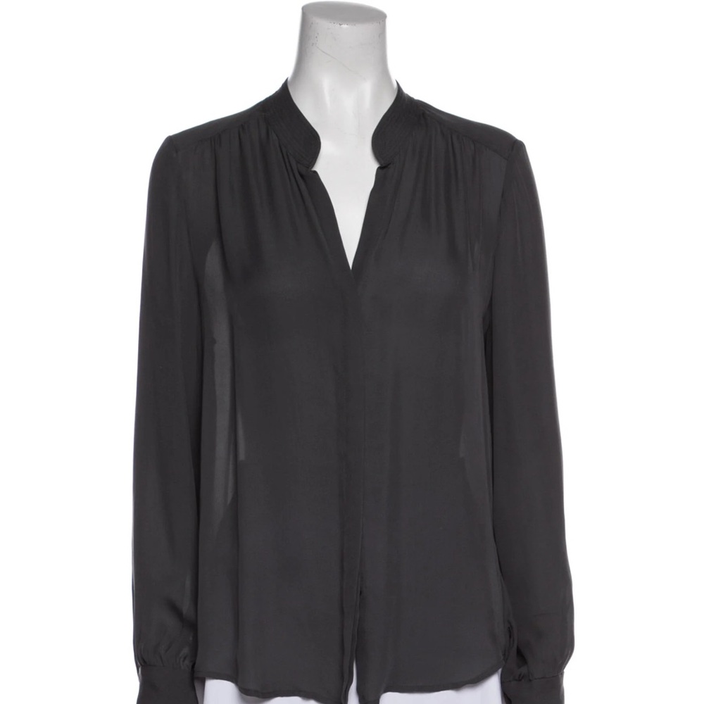 L’Agence Bianca silk blouse charcoal gray